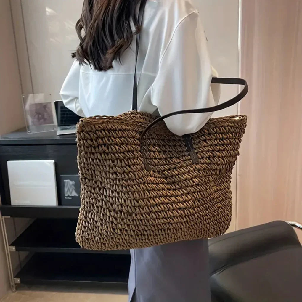 Damen geflochtene Schultertasche – Grosse Tote Bag