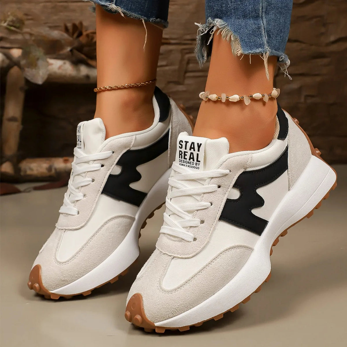 Damen-Plateau-Sportschuhe mit Schnürung