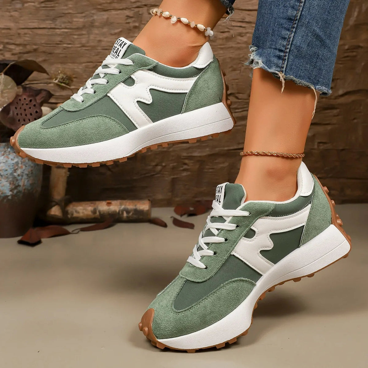 Damen-Plateau-Sportschuhe mit Schnürung