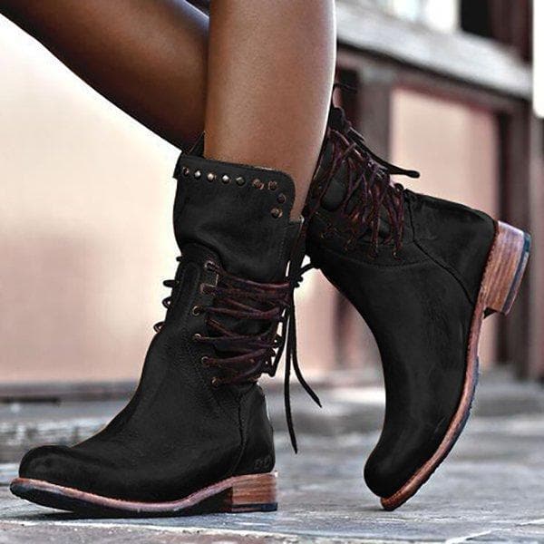 Damen-Schnürstiefel mit Nieten