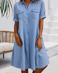 Damen Jeansblusenkleid mit Knöpfen