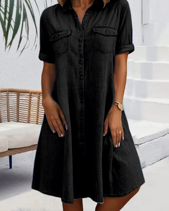 Damen Jeansblusenkleid mit Knöpfen