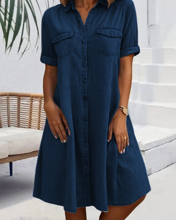 Damen Jeansblusenkleid mit Knöpfen