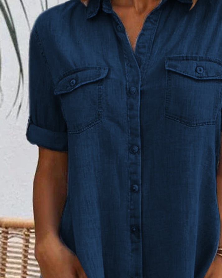 Damen Jeansblusenkleid mit Knöpfen