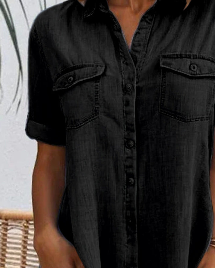 Damen Jeansblusenkleid mit Knöpfen