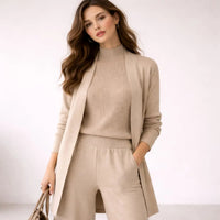 Dreiteiliges Damen-Strick-Homewear-Set mit Cardigan