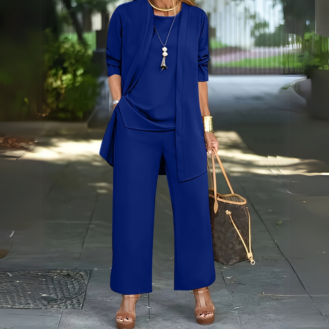 Dreiteiliges Damen-Set mit Hose mit weitem Bein