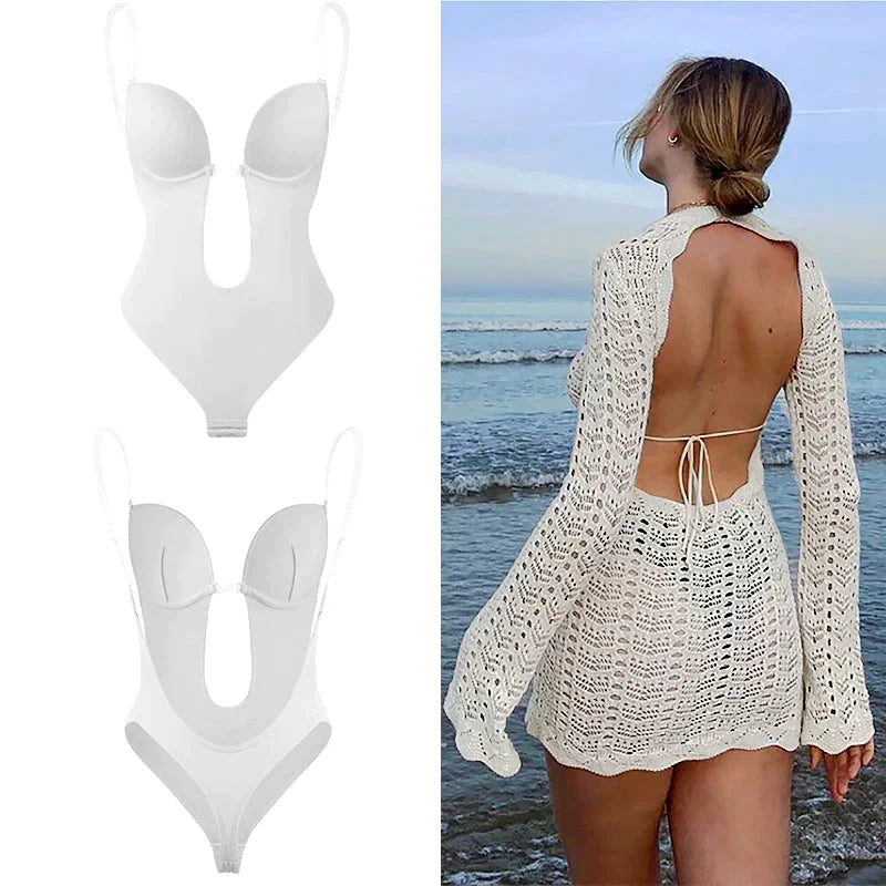 Rückenfreier Damen-Formbody in nahtloser Ausführung für festliche Anlässe