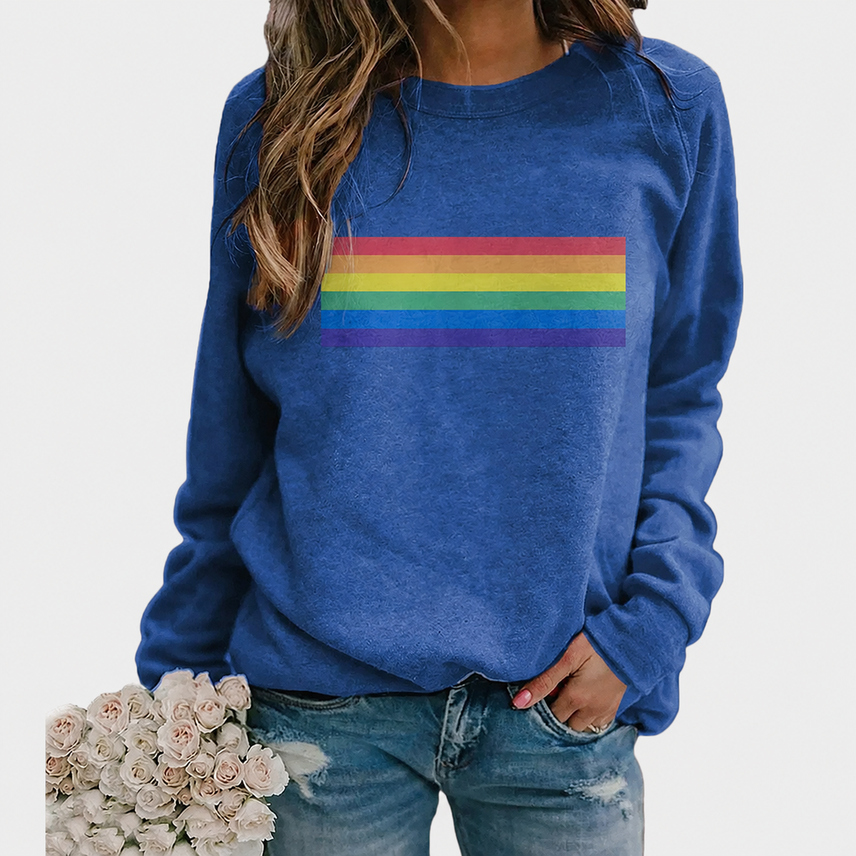 Langärmliger Damen-Pullover mit Rundhalsausschnitt