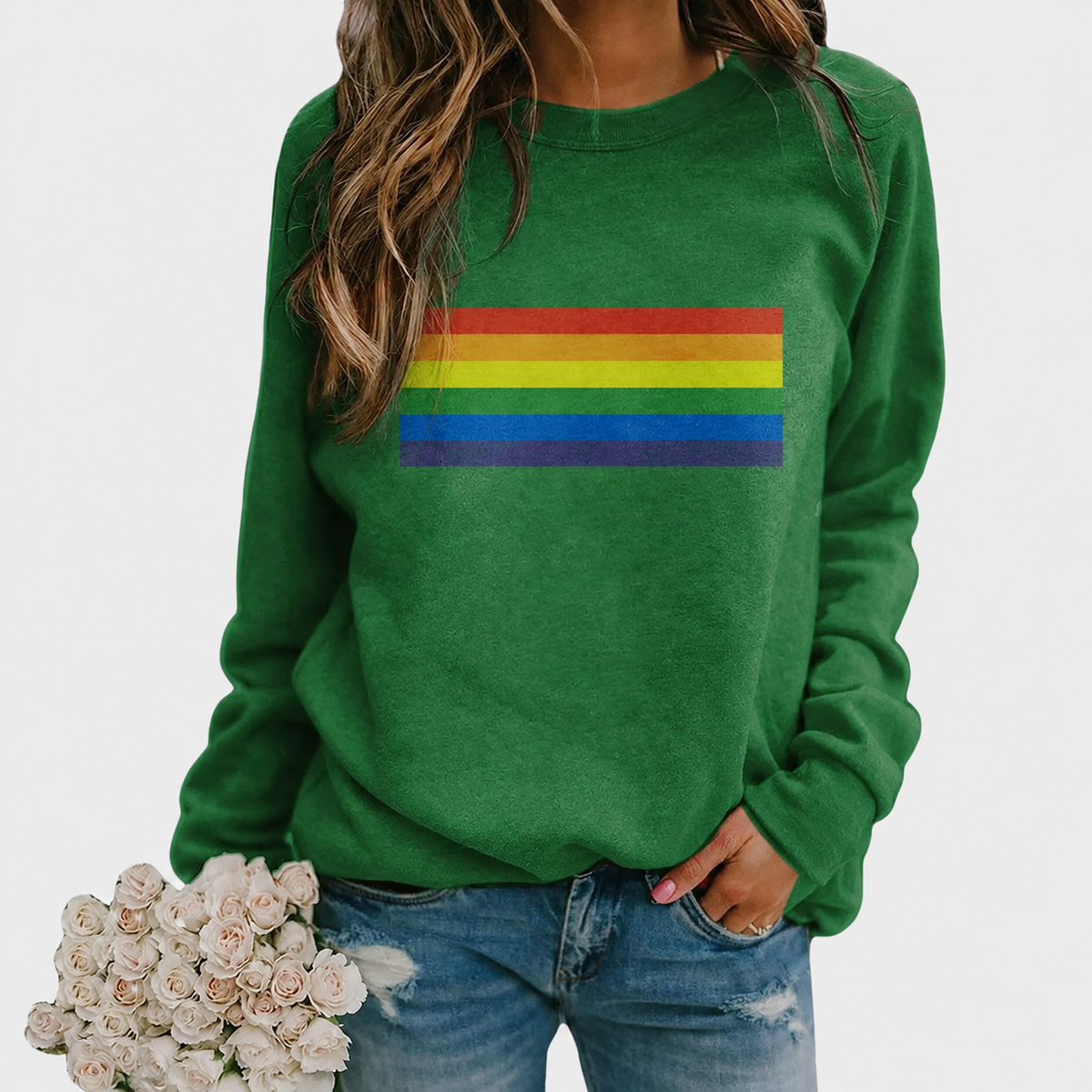 Langärmliger Damen-Pullover mit Rundhalsausschnitt