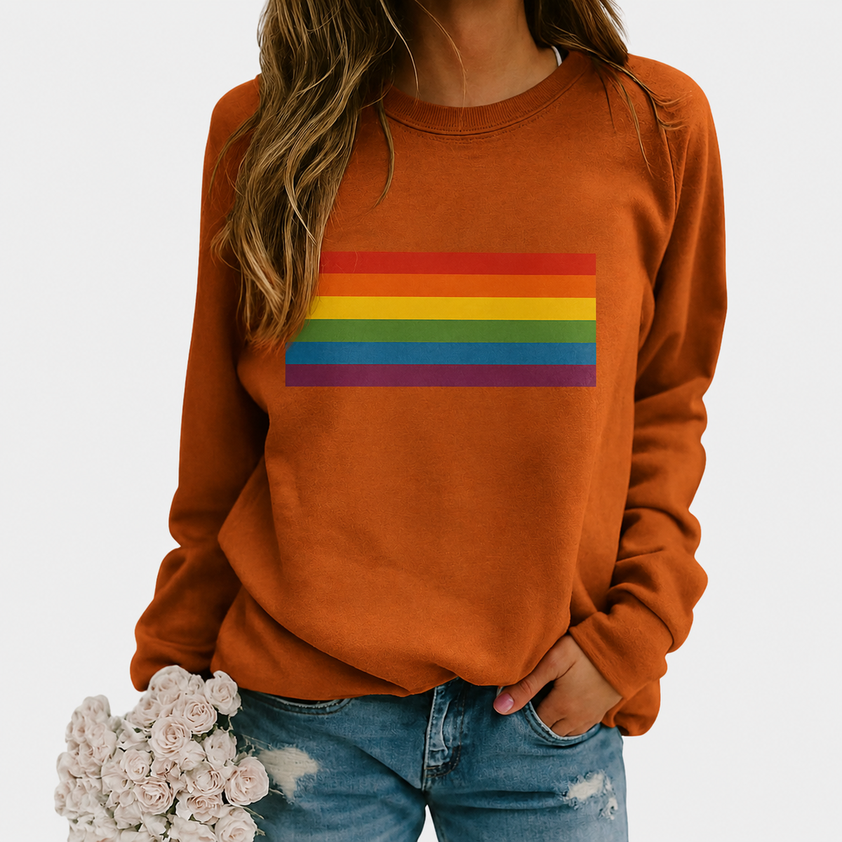 Langärmliger Damen-Pullover mit Rundhalsausschnitt