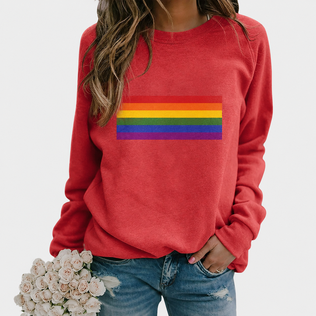 Langärmliger Damen-Pullover mit Rundhalsausschnitt