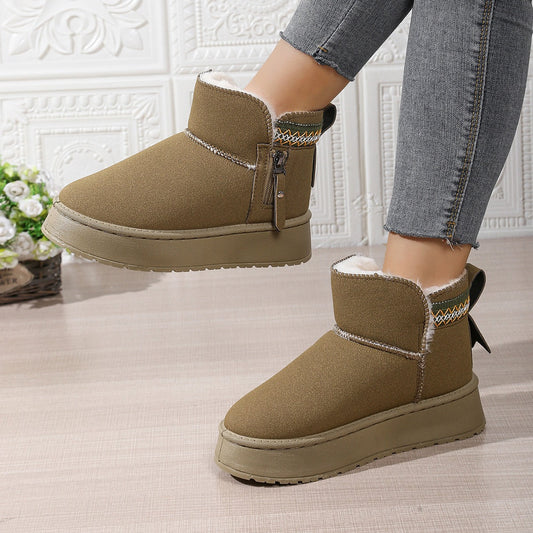 Damen-Schneestiefel - Wasserabweisend - Mit warmem Futter - Dicke Sohle - Mit Reissverschluss - Knöchelhoch