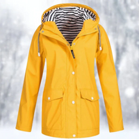 Damen-Regenjacke mit Kapuze und Knöpfen