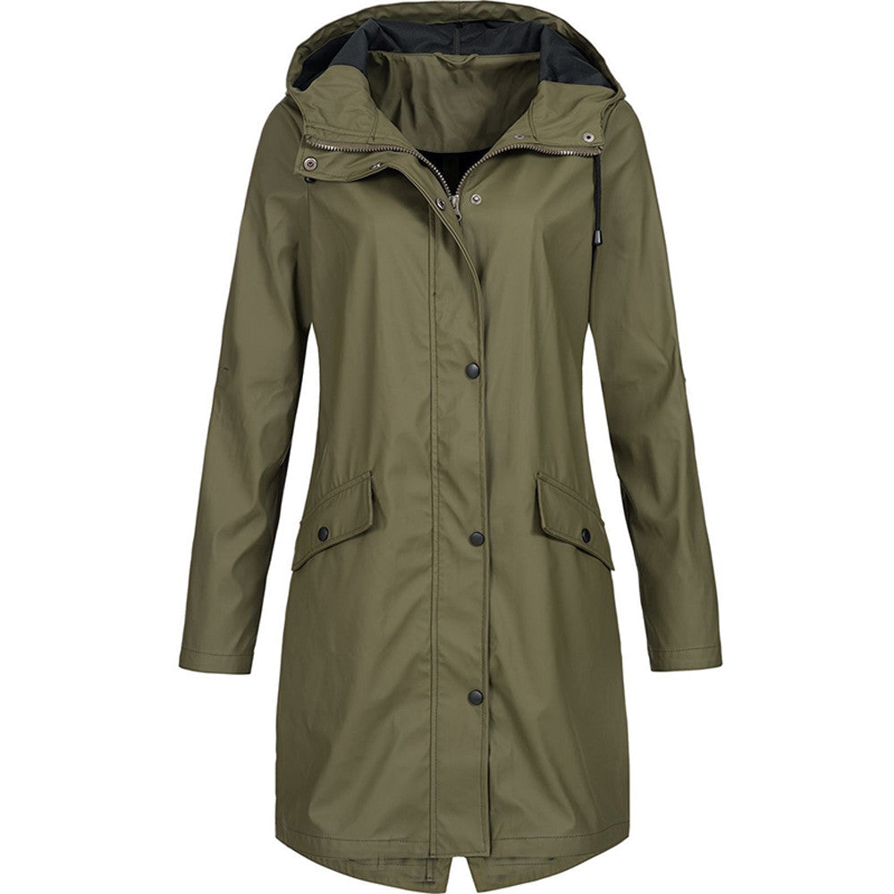 Lange Damenjacke mit Kapuze