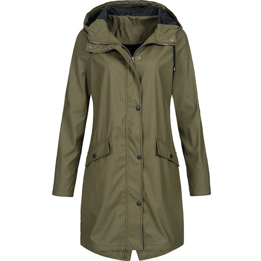 Lange Damenjacke mit Kapuze