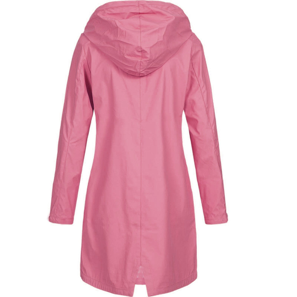 Lange Damenjacke mit Kapuze