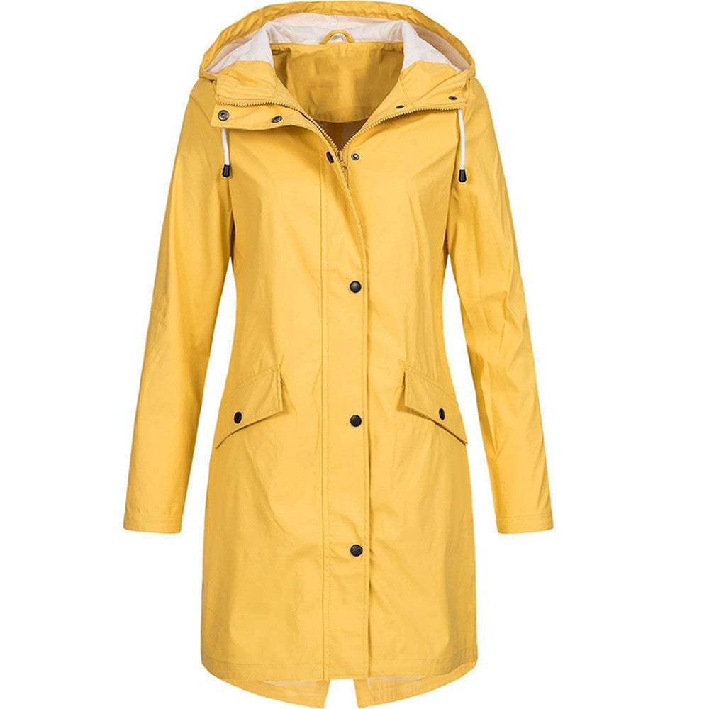 Lange Damenjacke mit Kapuze