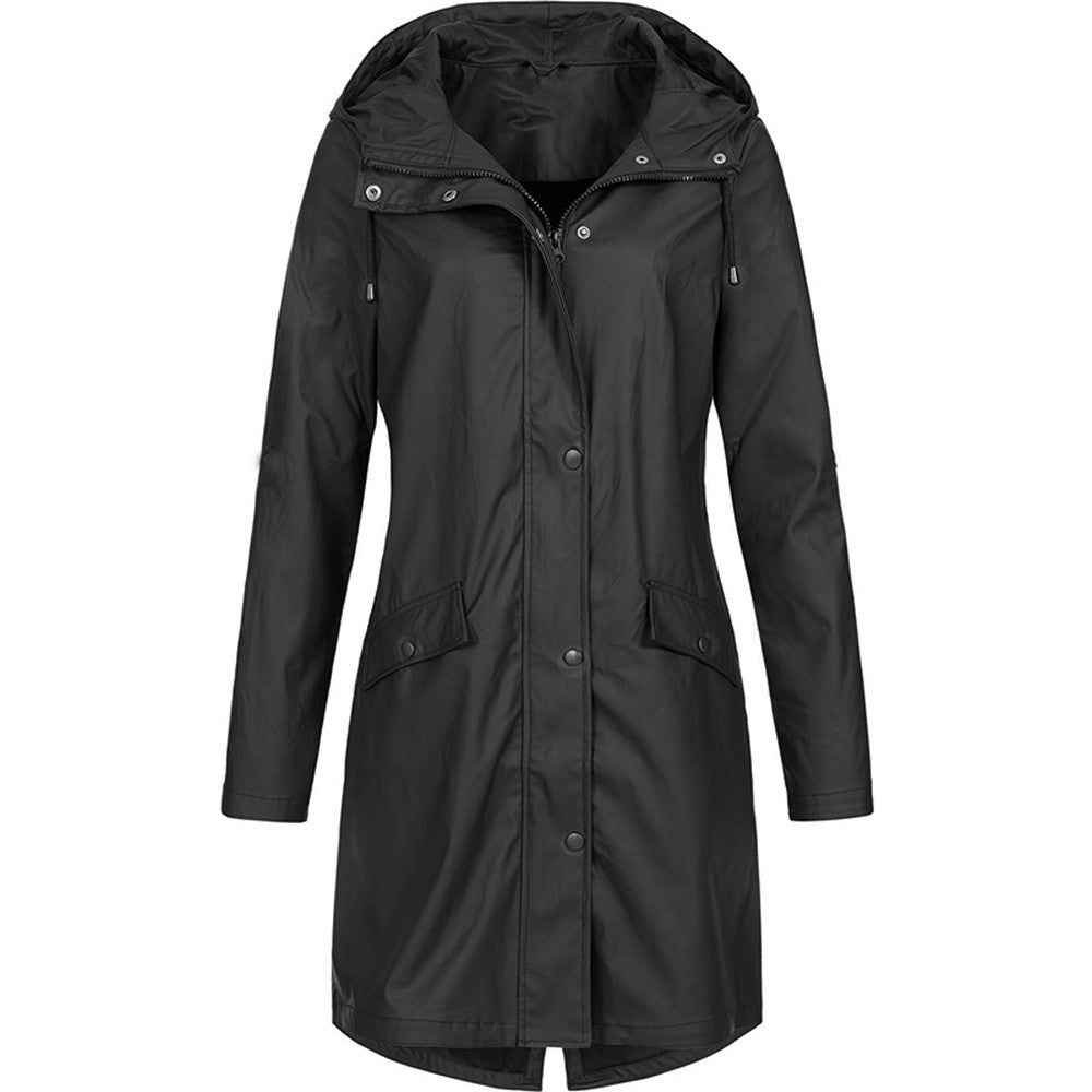 Lange Damenjacke mit Kapuze