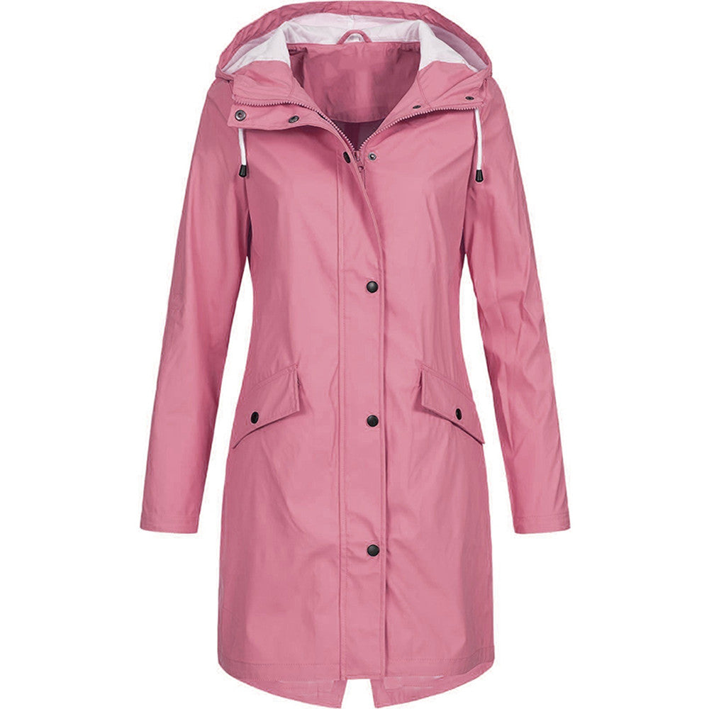 Lange Damenjacke mit Kapuze