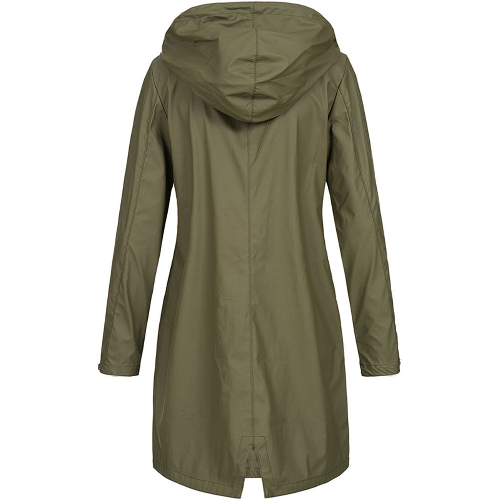 Lange Damenjacke mit Kapuze
