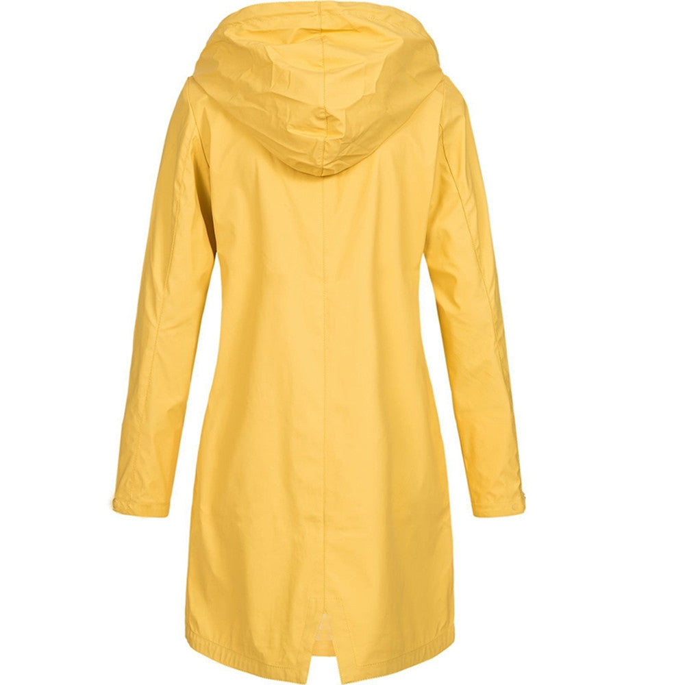 Lange Damenjacke mit Kapuze