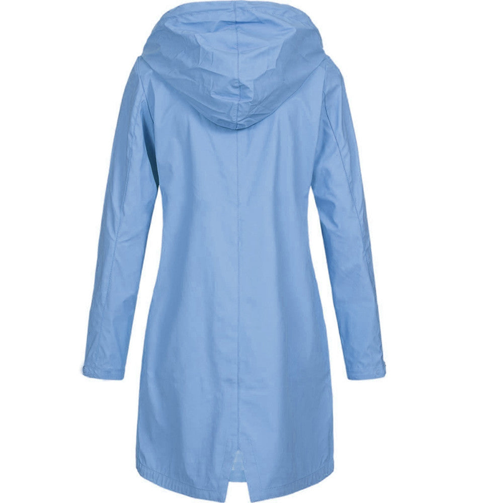 Lange Damenjacke mit Kapuze