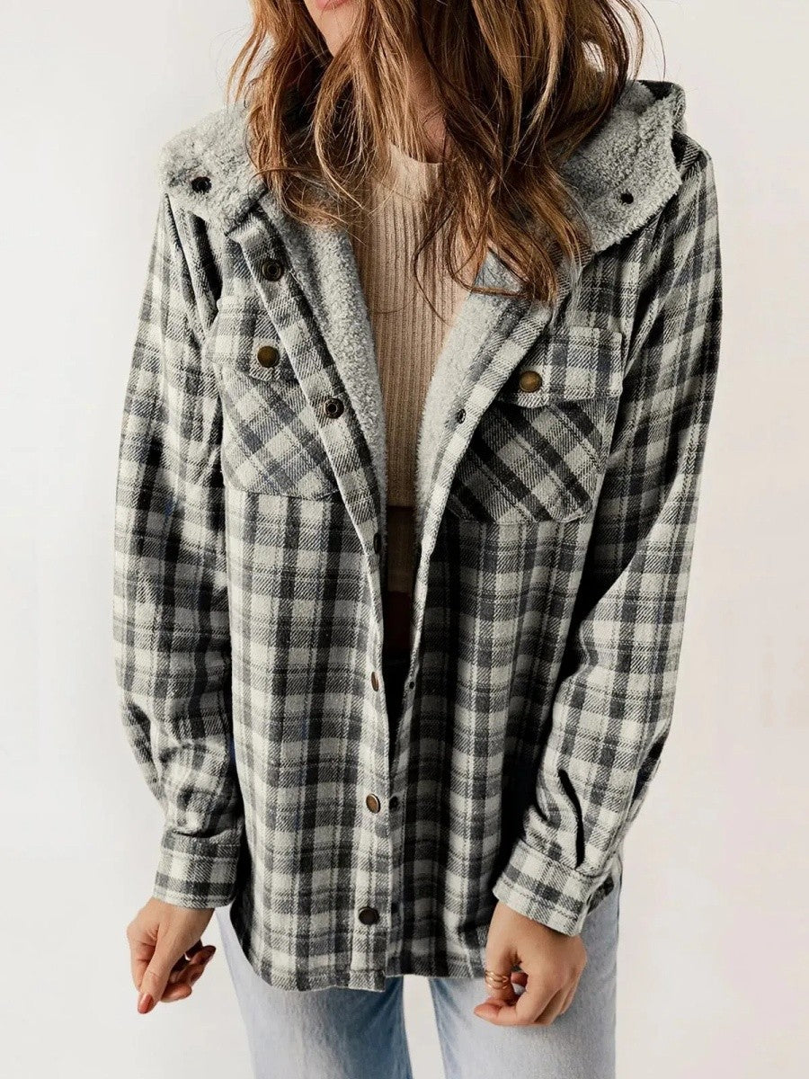 Damen-Kapuzenjacke mit Karomuster