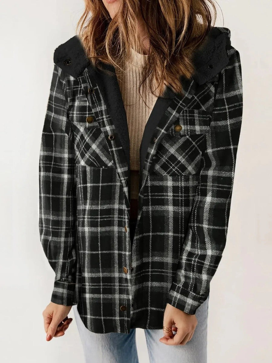 Damen-Kapuzenjacke mit Karomuster