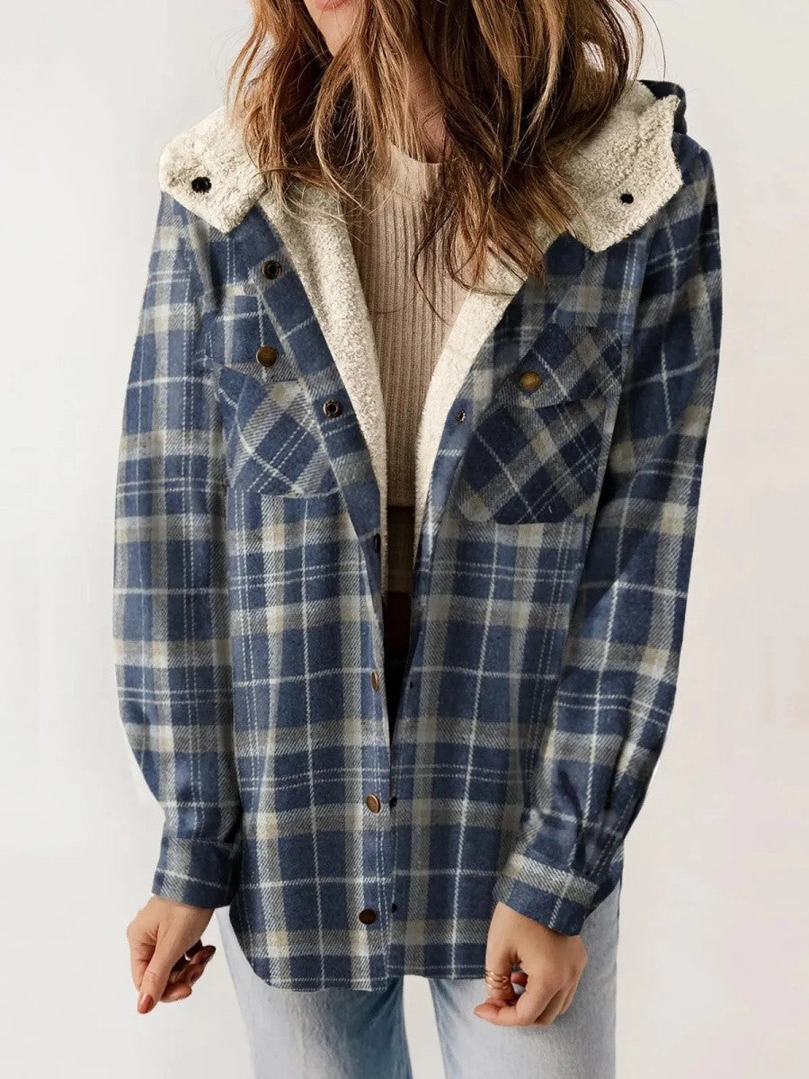 Damen-Kapuzenjacke mit Karomuster