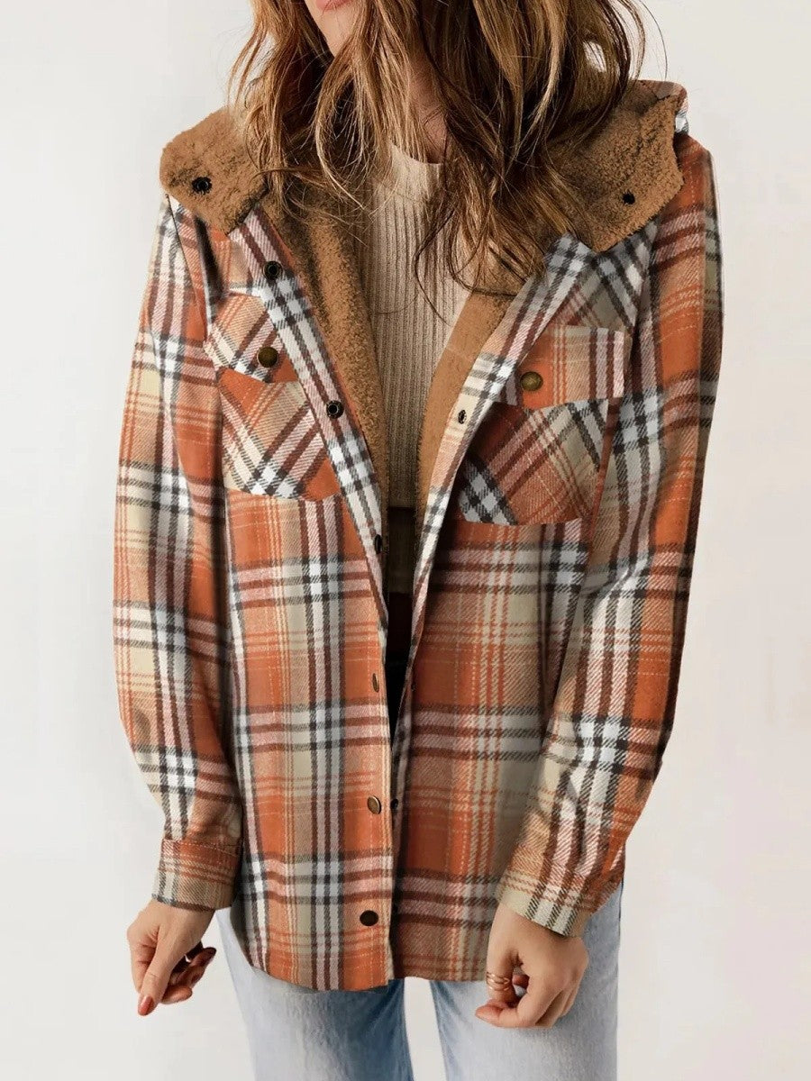 Damen-Kapuzenjacke mit Karomuster