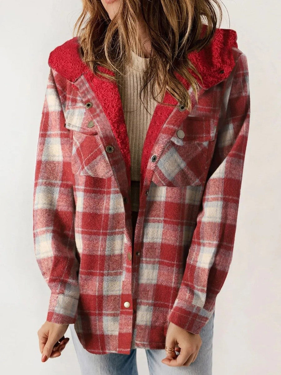 Damen-Kapuzenjacke mit Karomuster