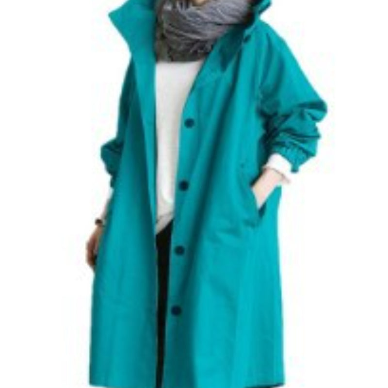 Wasserdichter und winddichter Damen-Trenchcoat mit Kapuze