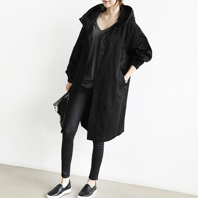 Wasserdichter und winddichter Damen-Trenchcoat mit Kapuze