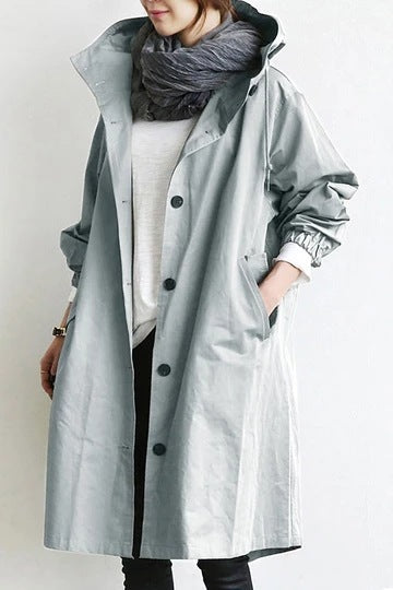 Wasserdichter und winddichter Damen-Trenchcoat mit Kapuze