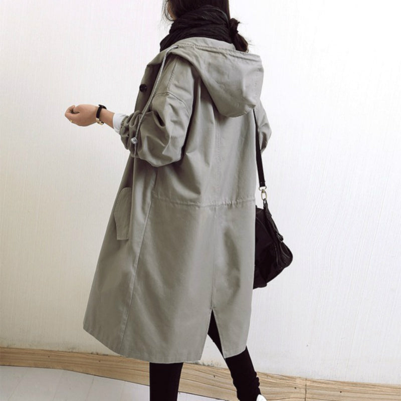 Wasserdichter und winddichter Damen-Trenchcoat mit Kapuze