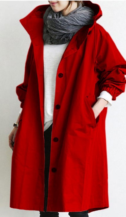 Wasserdichter und winddichter Damen-Trenchcoat mit Kapuze