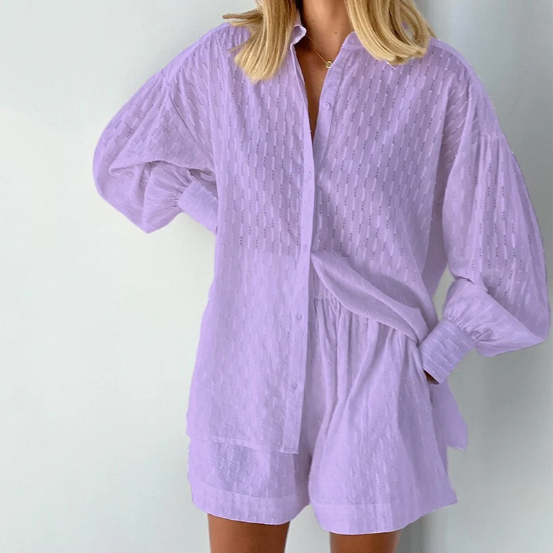 Zweiteiliges Damen-Set aus Bluse und Shorts | Sommerliche Damenmode
