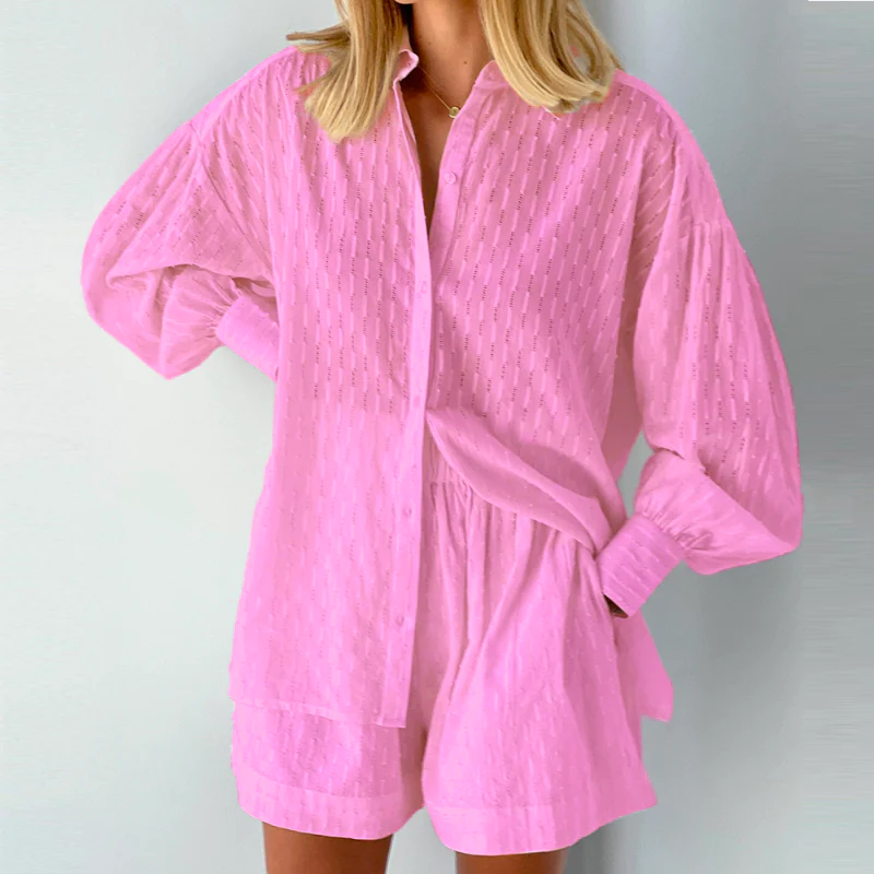 Zweiteiliges Damen-Set aus Bluse und Shorts | Sommerliche Damenmode