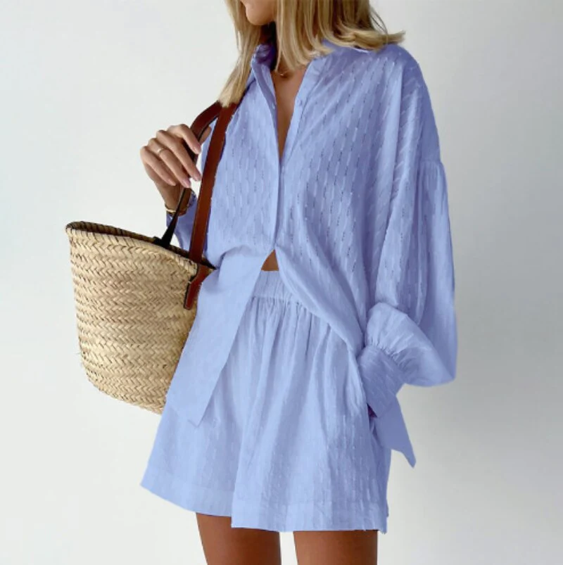 Zweiteiliges Damen-Set aus Bluse und Shorts | Sommerliche Damenmode