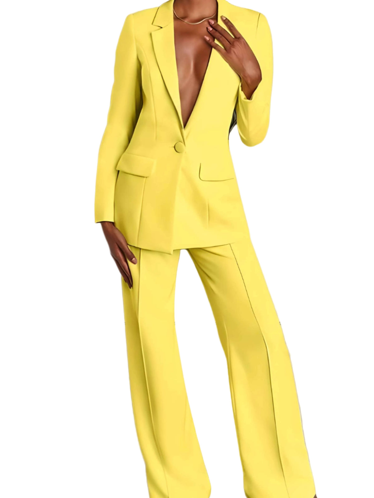 Damen-Zweiteiler mit elegantem Blazer und Hose mit weitem Bein