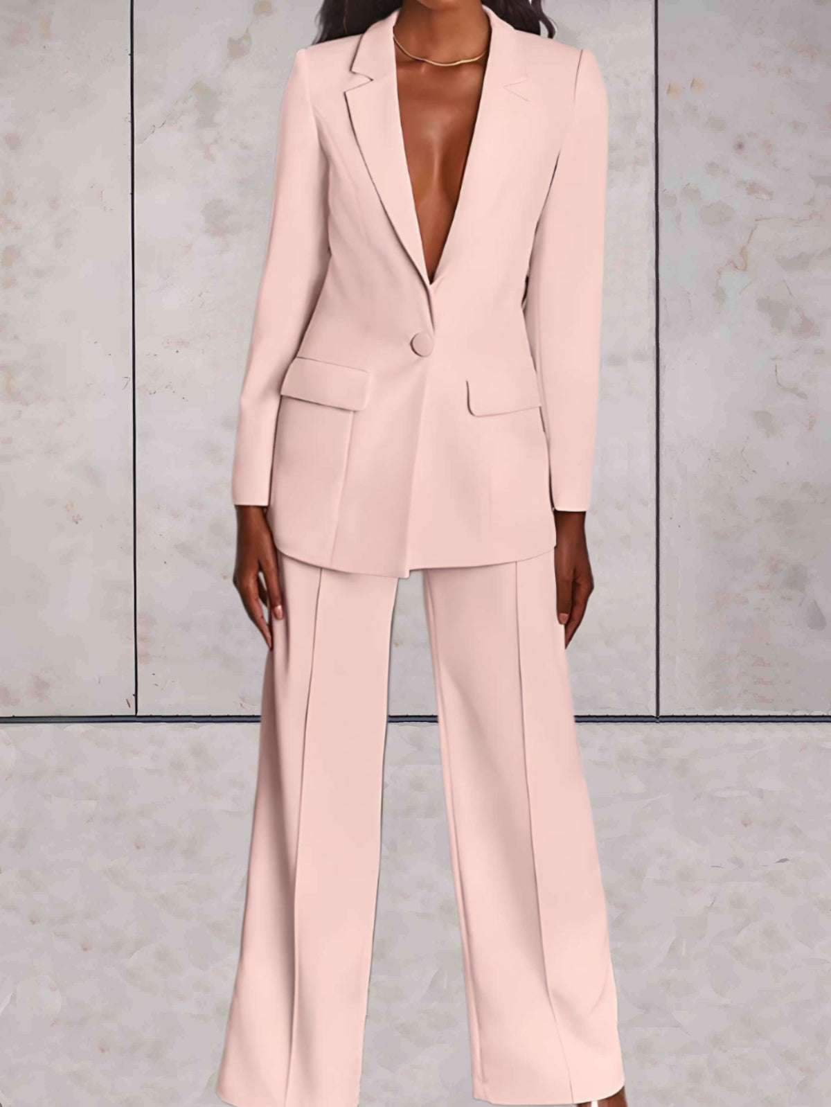 Damen-Zweiteiler mit elegantem Blazer und Hose mit weitem Bein