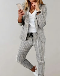 Damen-Set aus kariertem Blazer und Hose