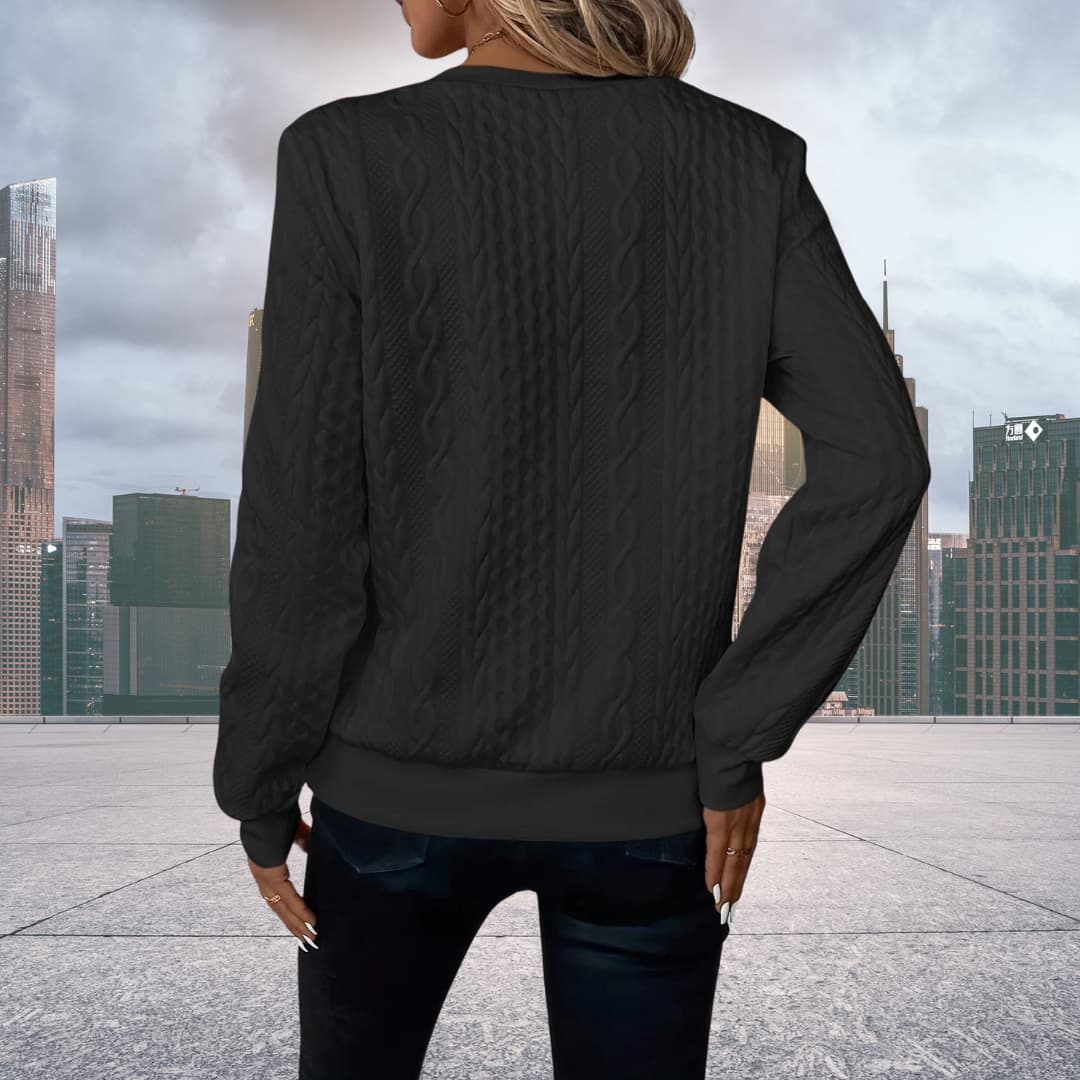 Damen-Strickpullover mit Zopfmuster und Reissverschluss