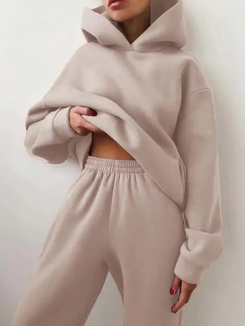 Damen Loungewear-Set mit locker sitzendem Kapuzenpullover und Jogginghose