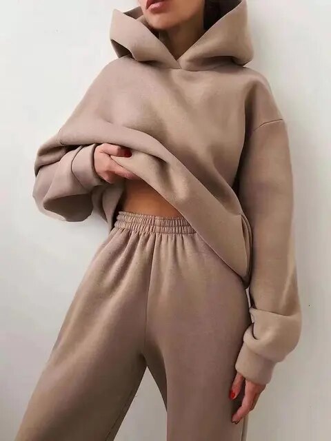 Damen Loungewear-Set mit locker sitzendem Kapuzenpullover und Jogginghose