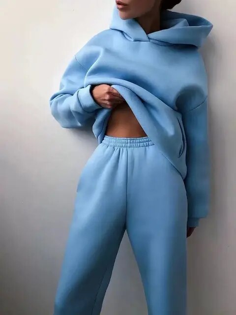 Damen Loungewear-Set mit locker sitzendem Kapuzenpullover und Jogginghose