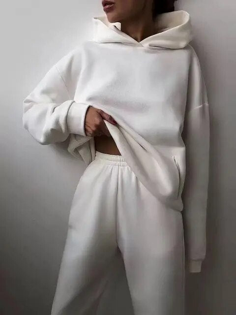 Damen Loungewear-Set mit locker sitzendem Kapuzenpullover und Jogginghose