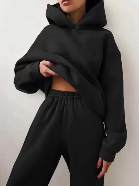 Damen Loungewear-Set mit locker sitzendem Kapuzenpullover und Jogginghose
