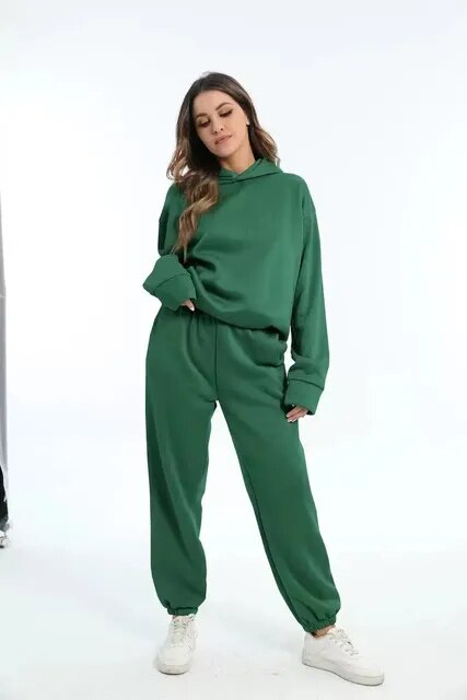 Damen Loungewear-Set mit locker sitzendem Kapuzenpullover und Jogginghose